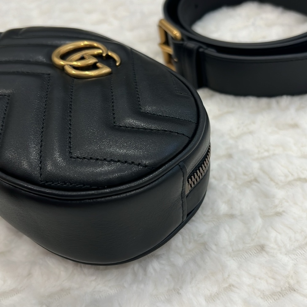 Gucci Calfskin Matelasse GG Marmont Leather Belt Bag 85/34-Authentic-NWT - Picture 3 of 16